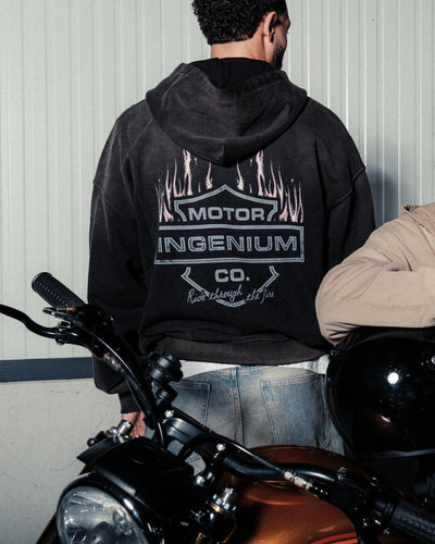 MOTOR CO. ZIP HOODIE – FADED BLACK