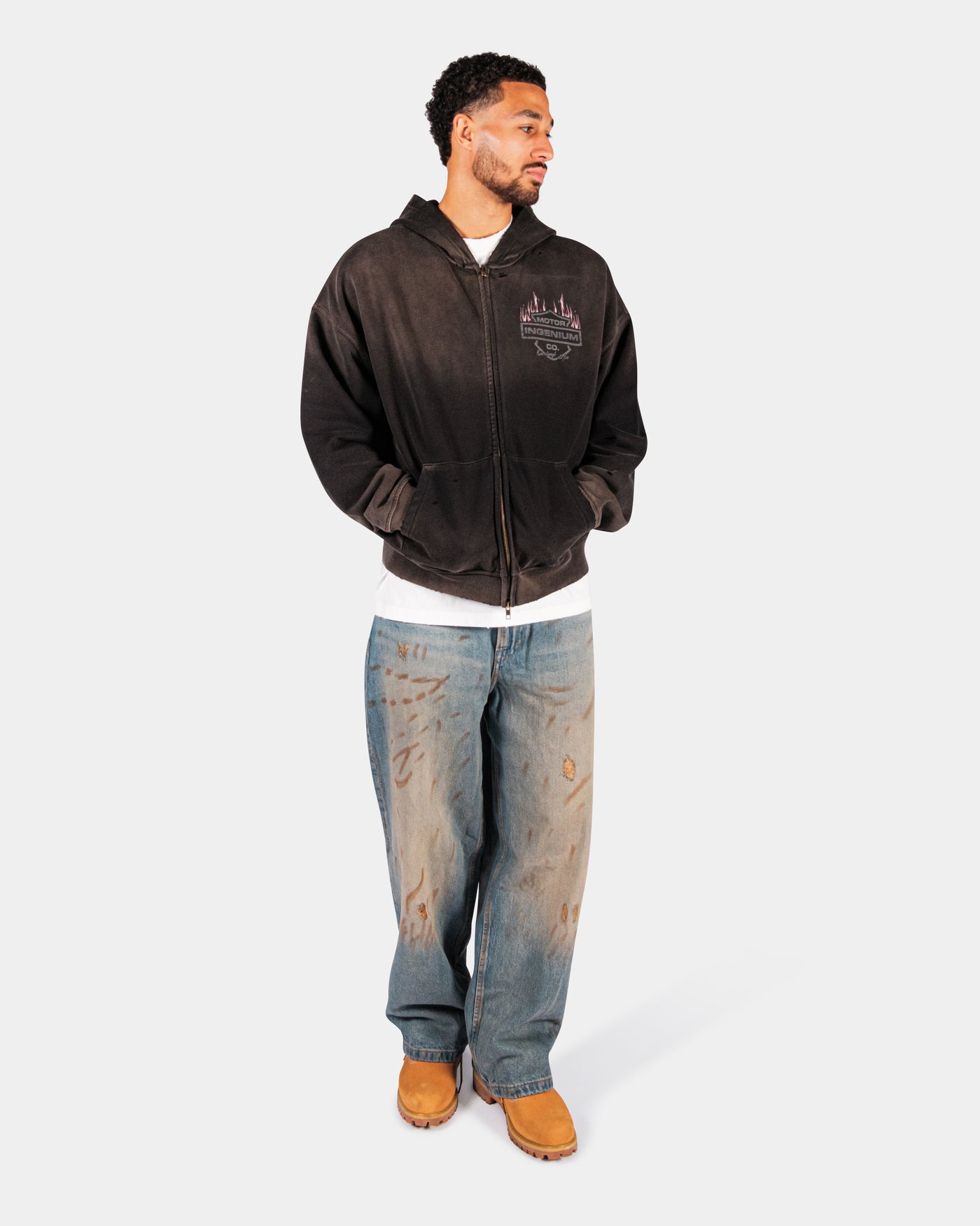 MOTOR CO. ZIP HOODIE – FADED BLACK
