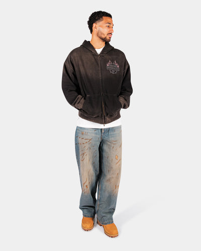MOTOR CO. ZIP HOODIE – FADED BLACK