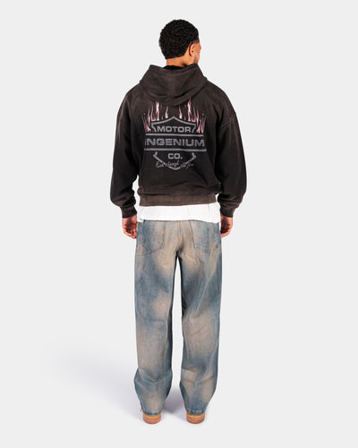 MOTOR CO. ZIP HOODIE – FADED BLACK