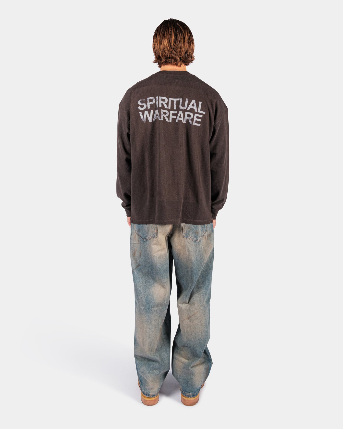SPIRITUAL WARFARE WAFFLE LONGSLEEVE – VINTAGE GREY