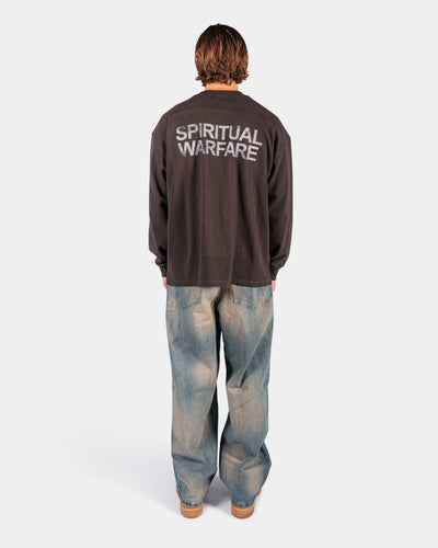 SPIRITUAL WARFARE WAFFLE LONGSLEEVE – VINTAGE GREY