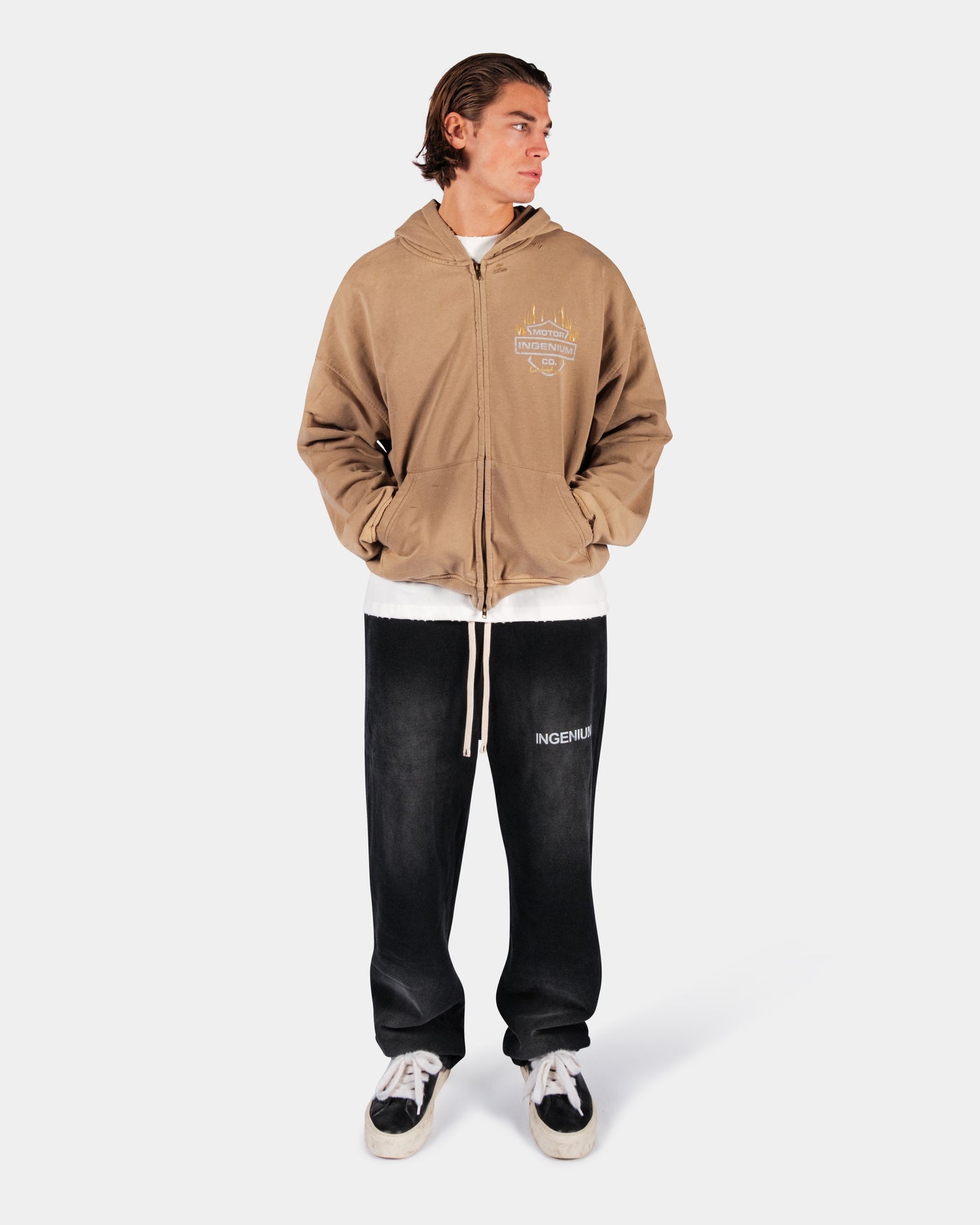 MOTOR CO. ZIP HOODIE – CAMEL