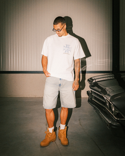 MOTOR CO. T-SHIRT - Offwhite/Sky Blue