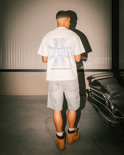 MOTOR CO. T-SHIRT - Offwhite/Sky Blue