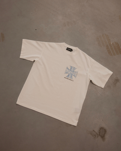 MOTOR CO. T-SHIRT - Offwhite/Sky Blue