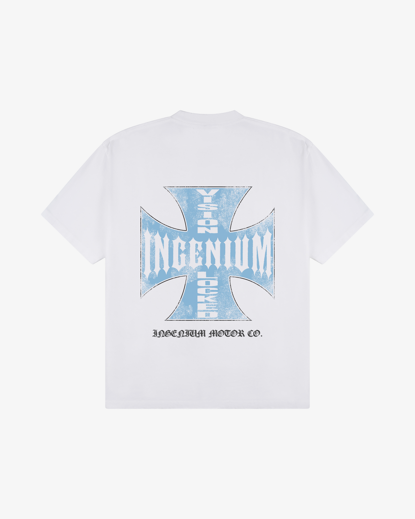 MOTOR CO. T-SHIRT - Offwhite/Sky Blue