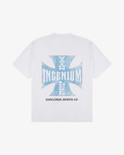 MOTOR CO. T-SHIRT - Offwhite/Sky Blue