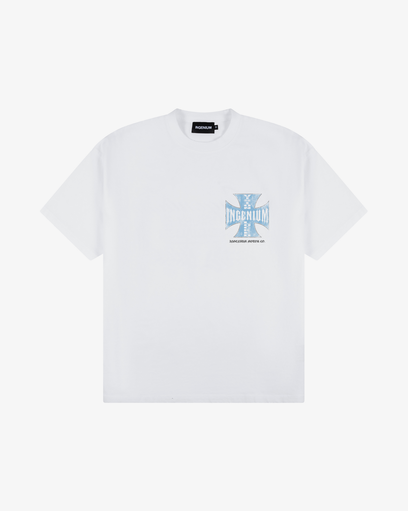 MOTOR CO. T-SHIRT - Offwhite/Sky Blue