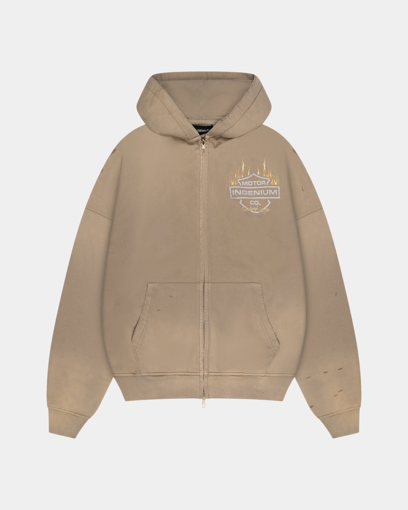 MOTOR CO. ZIP HOODIE – CAMEL
