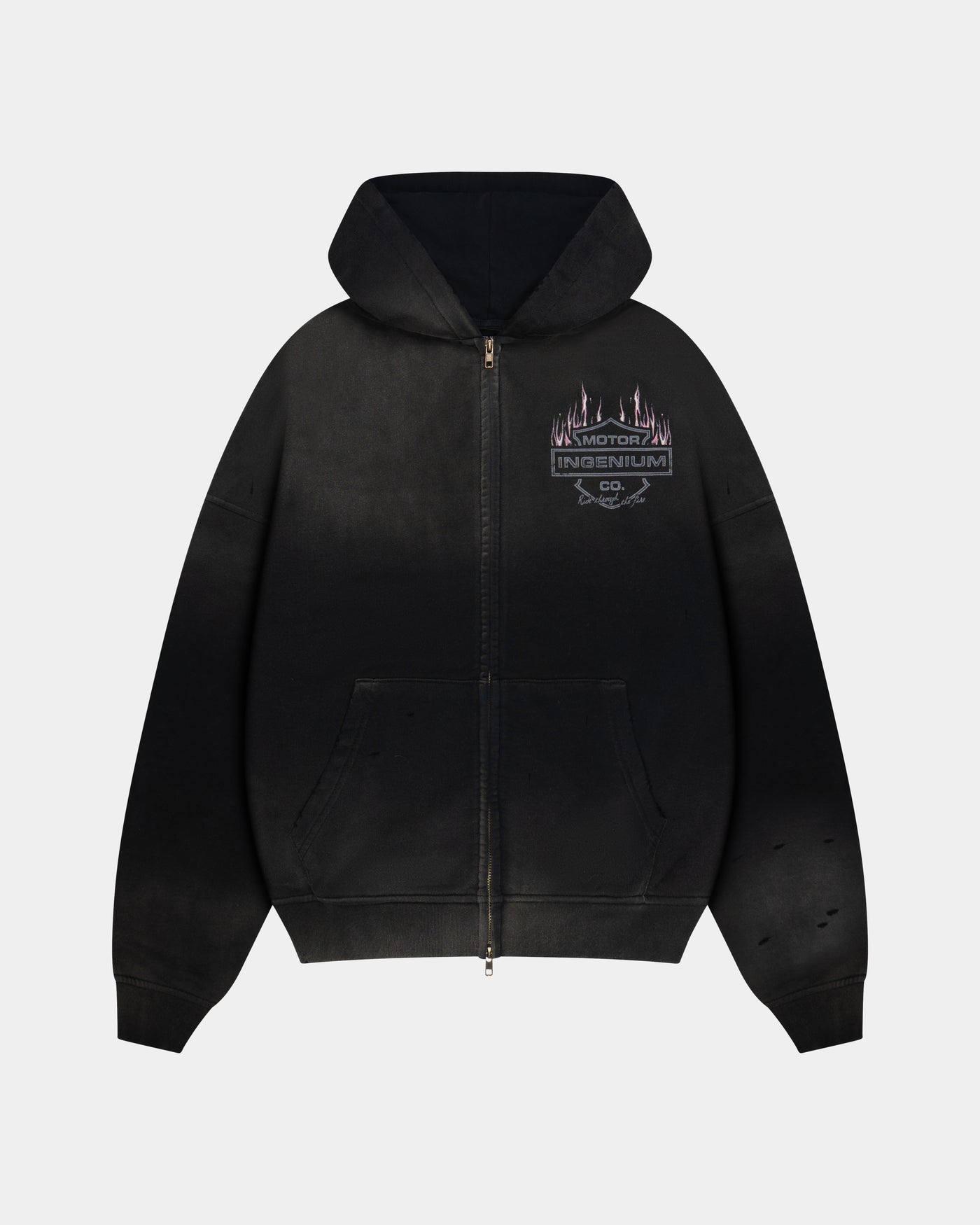 MOTOR CO. ZIP HOODIE – FADED BLACK
